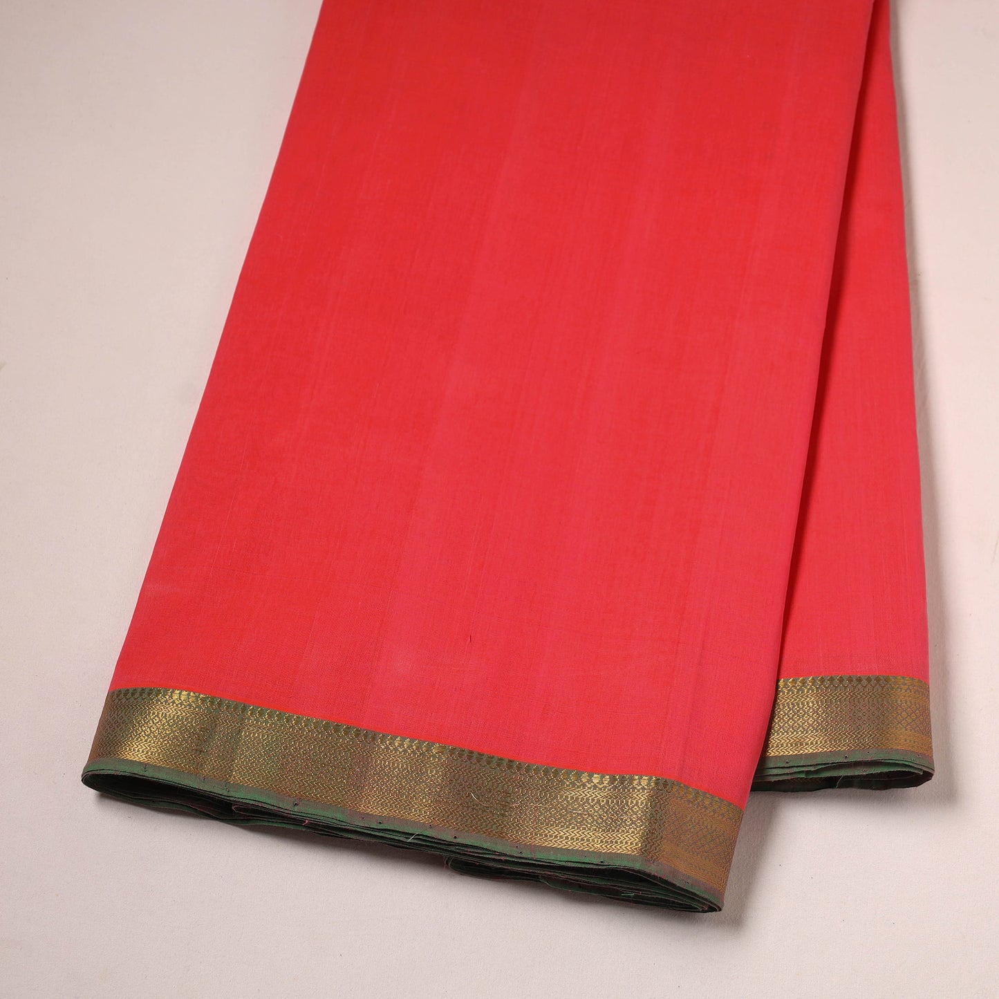 Red - Mangalagiri Handloom Cotton Nizam Zari Border Fabric 24