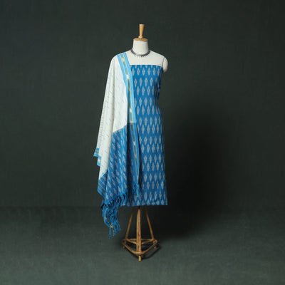 Pochampally Ikat Woven Cotton 3pc Unstitched Dress Material Suit Set 04