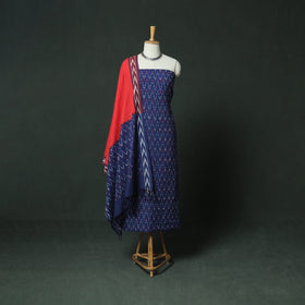 Pochampally Ikat Woven Cotton 3pc Unstitched Dress Material Suit Set 05