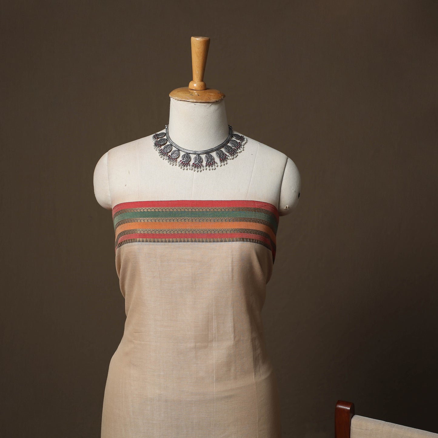 Dharwad Cotton 3pc Unstitched Dress Material Suit Set with Woven Border 72