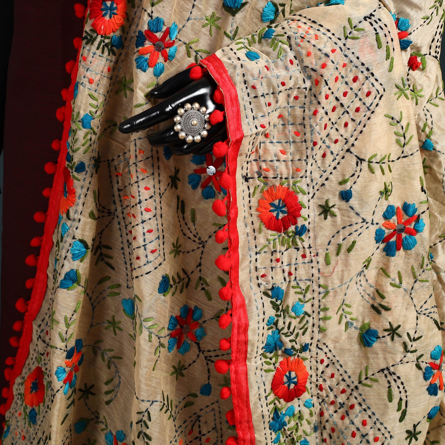 Ranihati Chapa Work Chanderi Silk Hand Embroidery Dupatta 36
