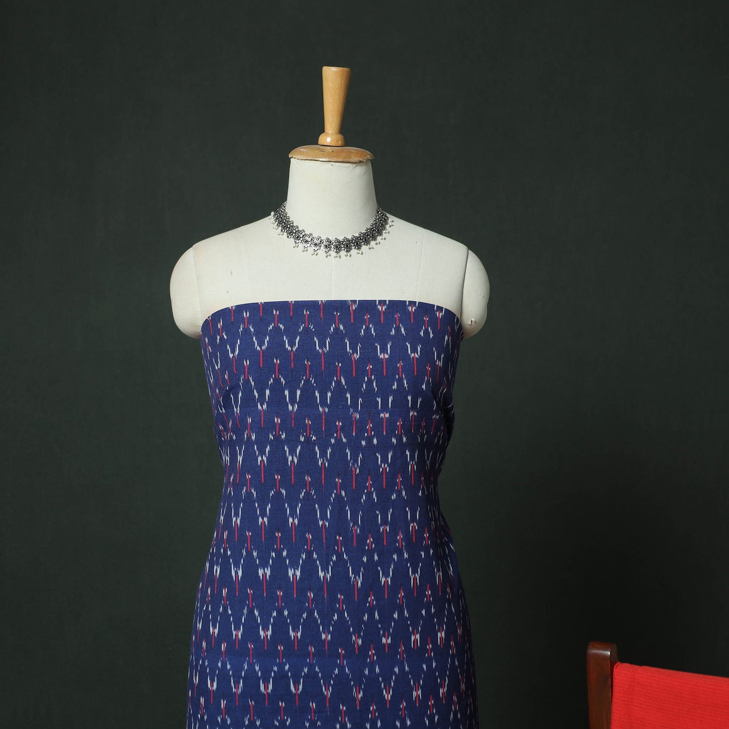 Pochampally Ikat Woven Cotton 3pc Unstitched Dress Material Suit Set 05