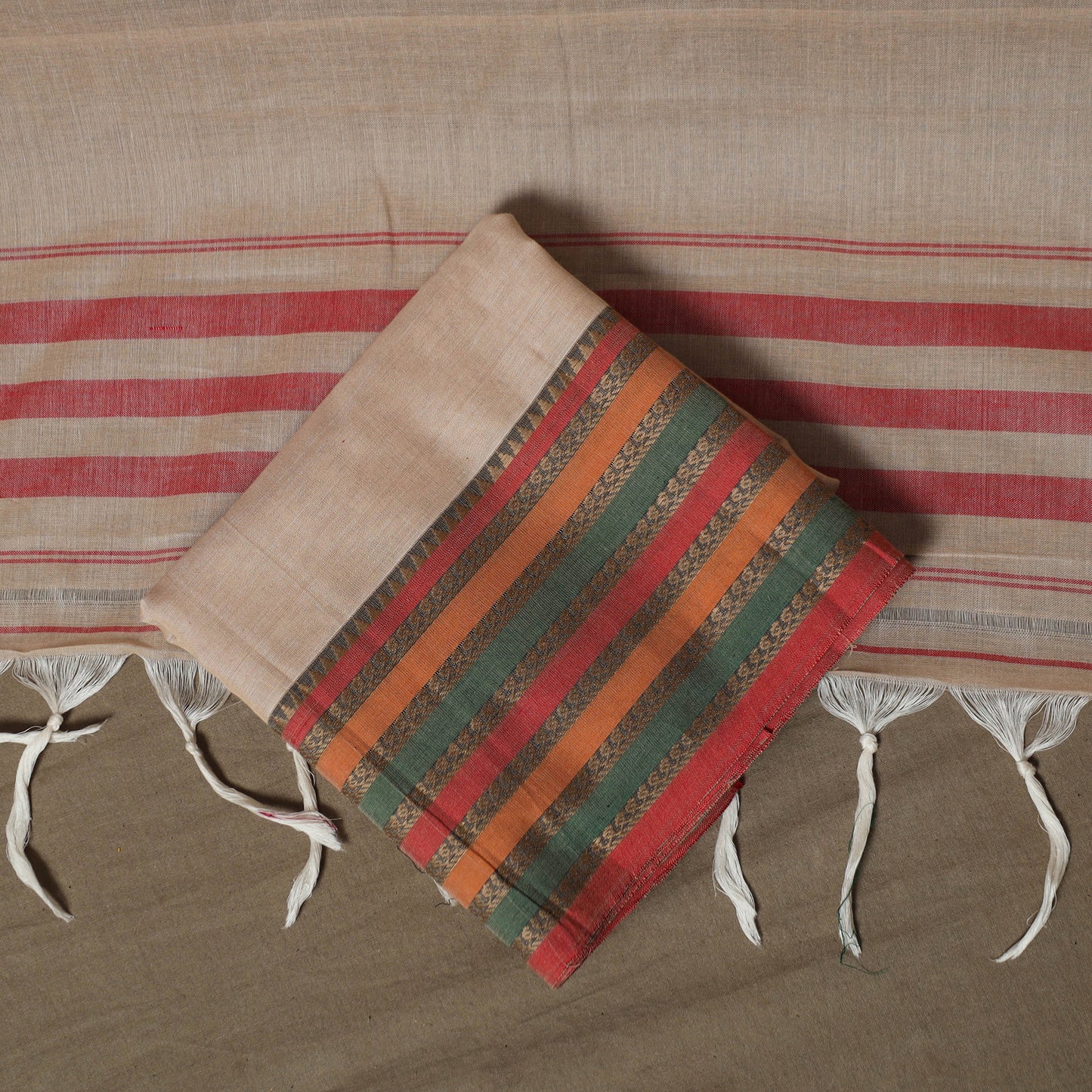 Dharwad Cotton 3pc Unstitched Dress Material Suit Set with Woven Border 72
