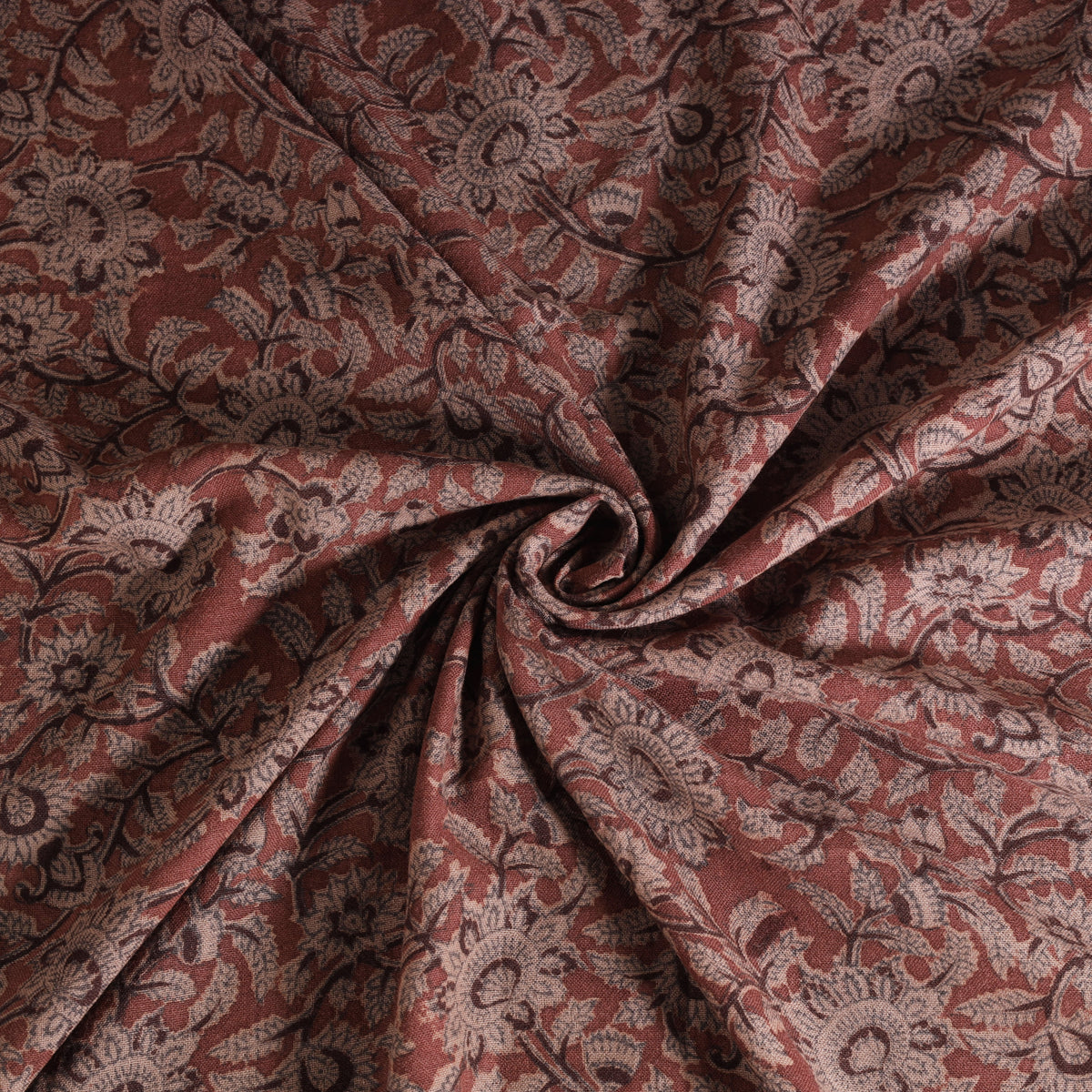 Handwoven Merino Wool Pedana Kalamkari Hand Block Print Natural Dyed Fabric 04
