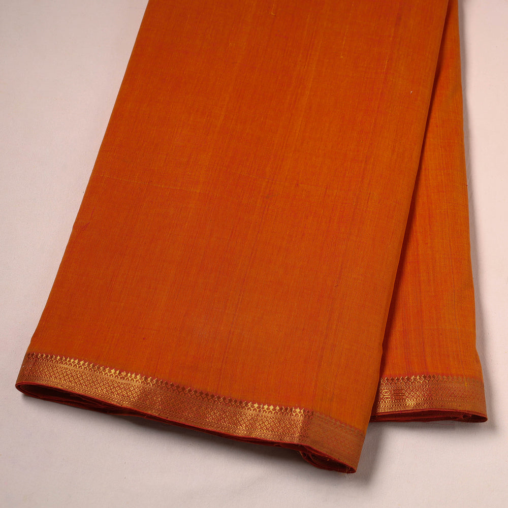 Orange - Mangalagiri Handloom Cotton Nizam Zari Border Fabric 25