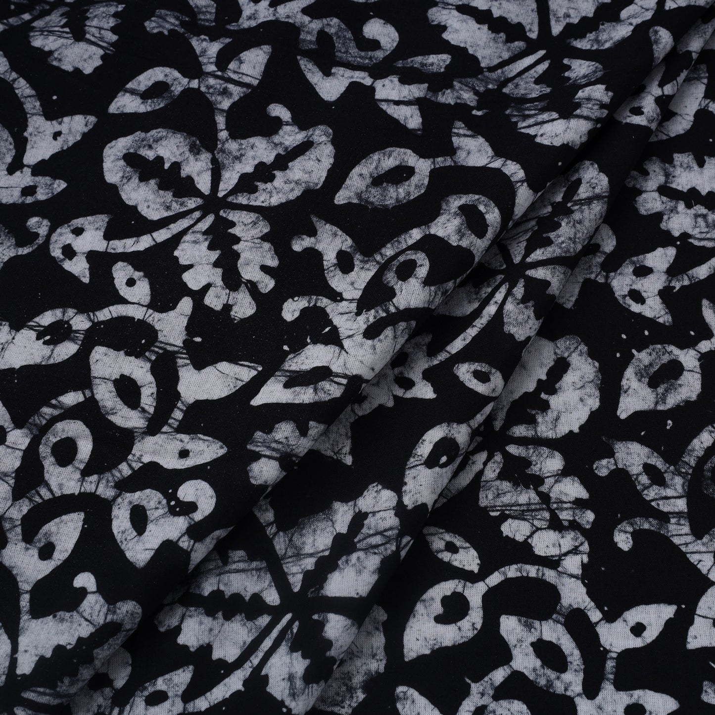 Black Hand Batik Print Cotton Fabric
