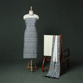 Pochampally Ikat Woven Cotton 3pc Unstitched Dress Material Suit Set 06