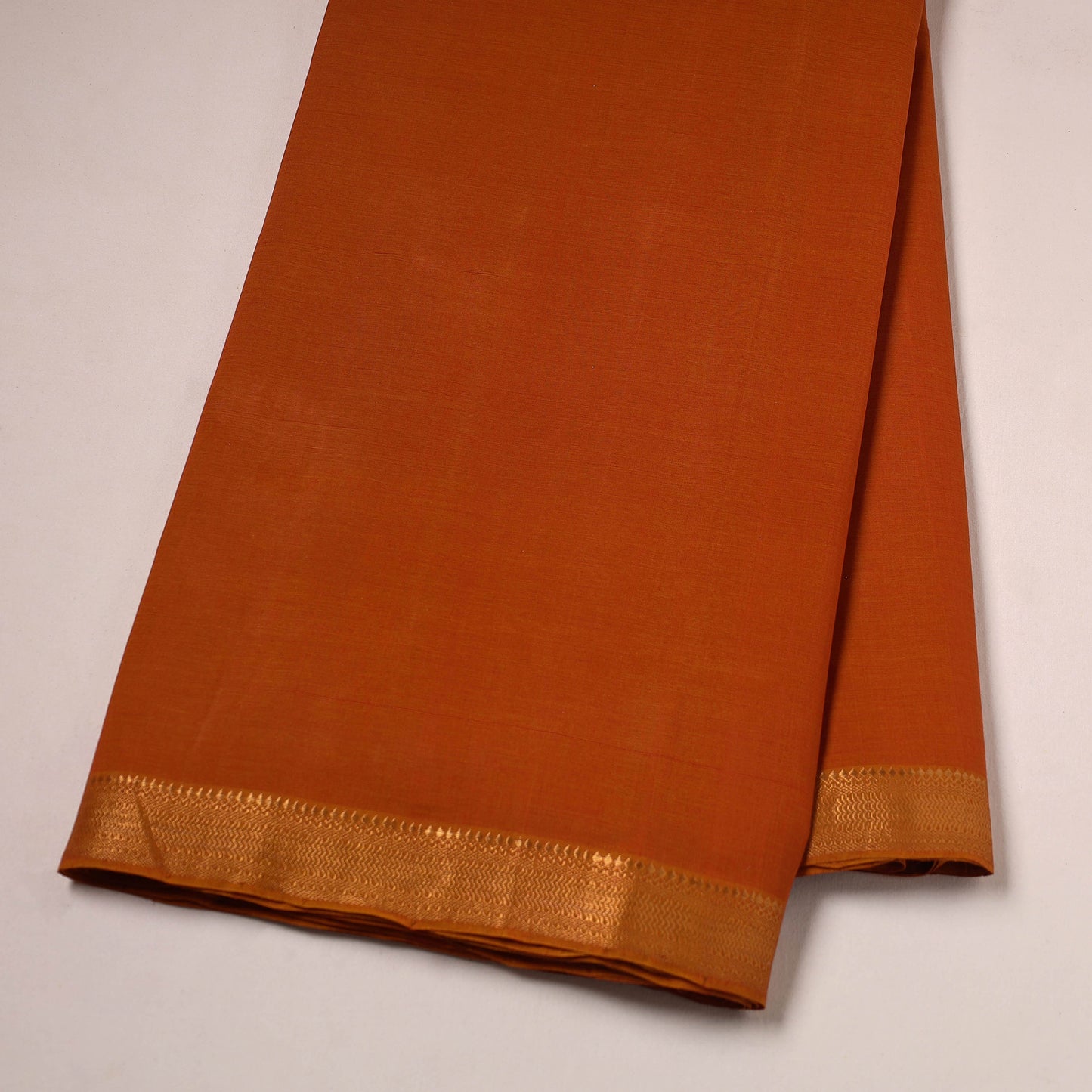 Orange - Mangalagiri Handloom Cotton Nizam Zari Border Fabric 27