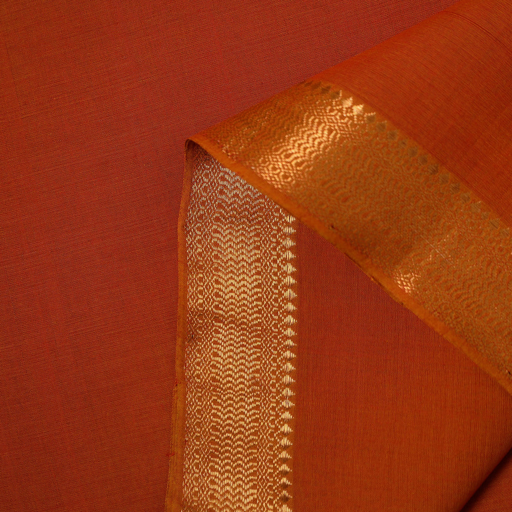 Orange - Mangalagiri Handloom Cotton Nizam Zari Border Fabric 27