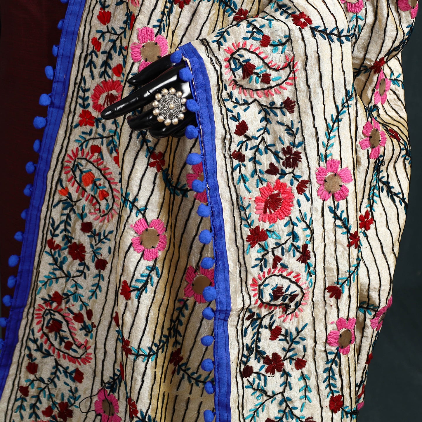 Ranihati Chapa Work Chanderi Silk Hand Embroidery Dupatta 38
