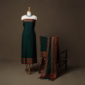 Dharwad Cotton 3pc Unstitched Dress Material Suit Set with Woven Border 70