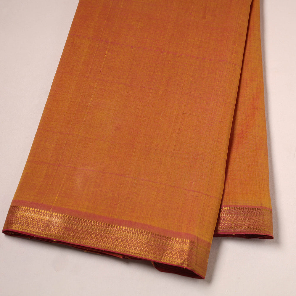 Orange - Mangalagiri Handloom Cotton Nizam Zari Border Fabric 28