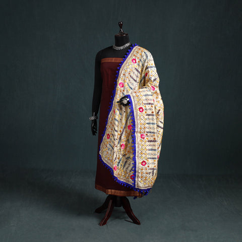 Ranihati Chapa Work Chanderi Silk Hand Embroidery Dupatta 39