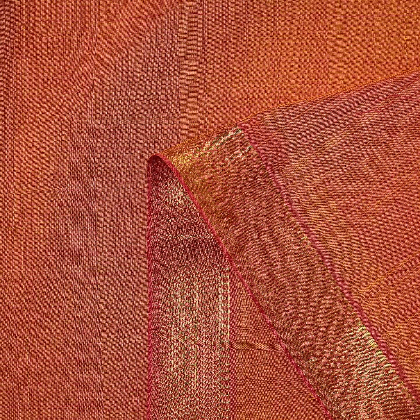 Orange - Mangalagiri Handloom Cotton Nizam Zari Border Fabric 28