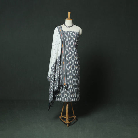 Pochampally Ikat Woven Cotton 3pc Unstitched Dress Material Suit Set 06