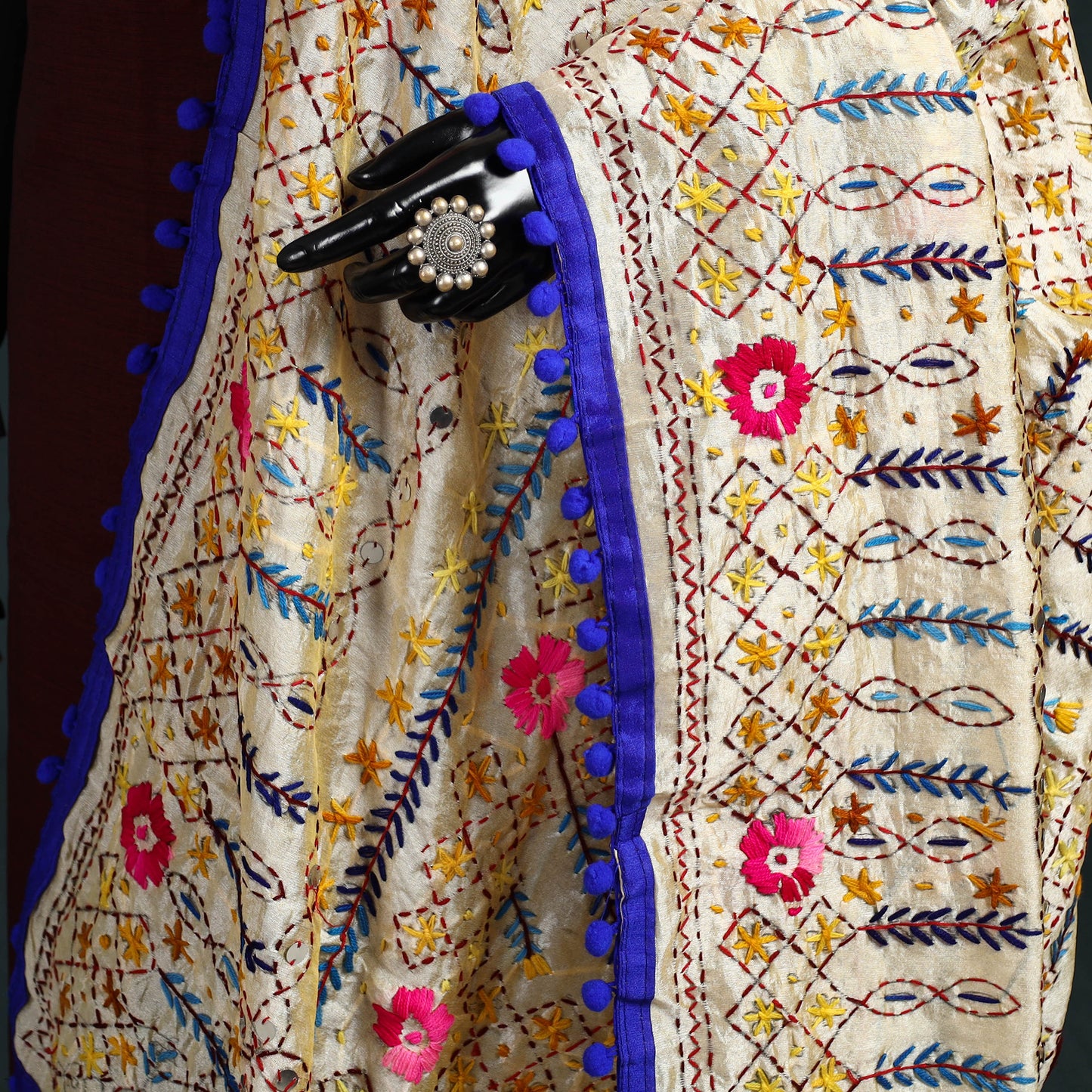 Ranihati Chapa Work Chanderi Silk Hand Embroidery Dupatta 39