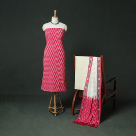 Pochampally Ikat Woven Cotton 3pc Unstitched Dress Material Suit Set 07