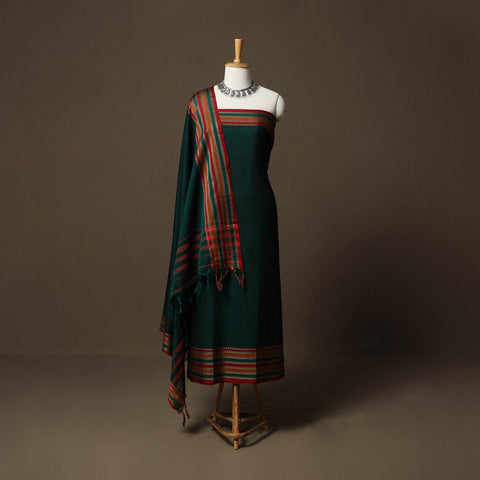 Dharwad Cotton 3pc Unstitched Dress Material Suit Set with Woven Border 70