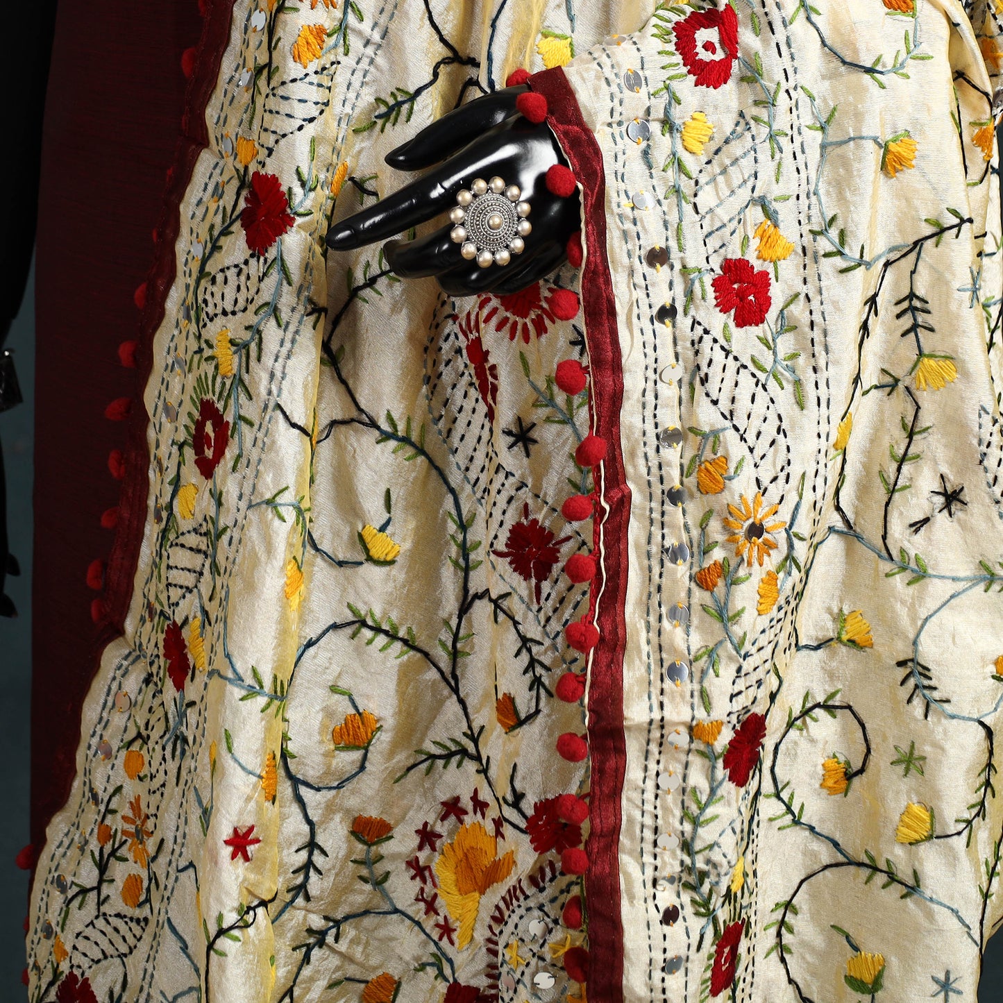 Ranihati Chapa Work Chanderi Silk Hand Embroidery Dupatta 41