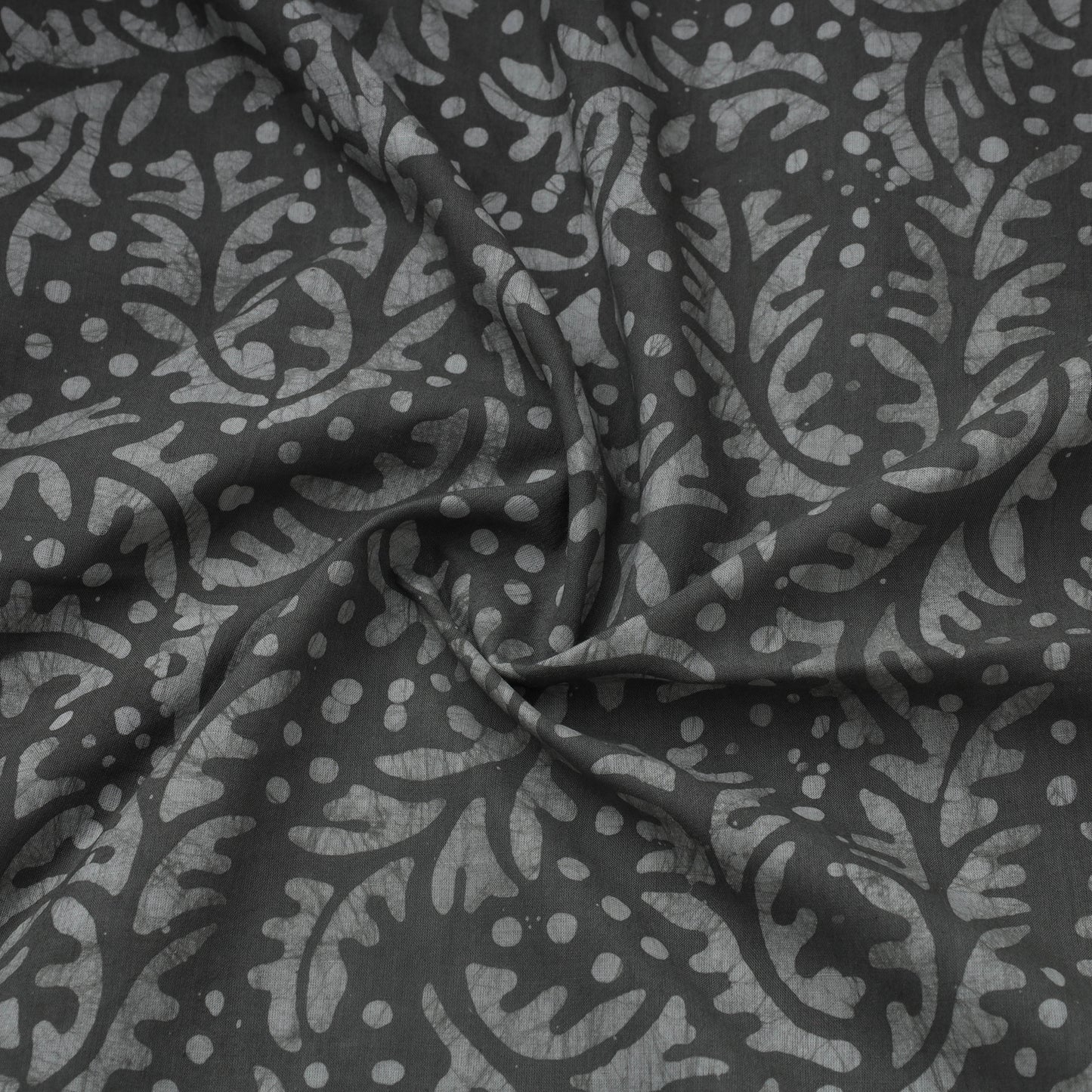 Grey Hand Batik Print Cotton Fabric