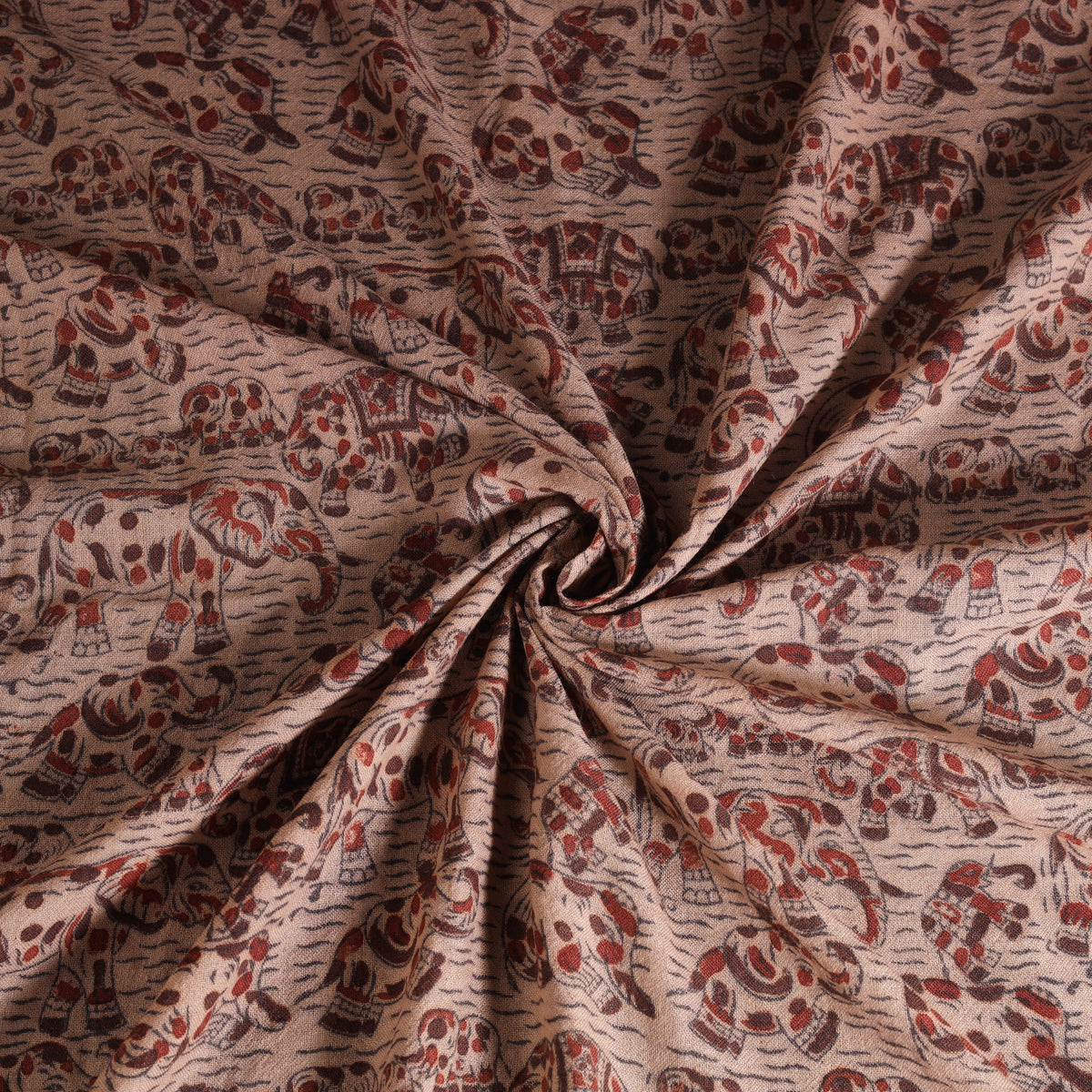 Handwoven Merino Wool Pedana Kalamkari Hand Block Print Natural Dyed Fabric 01
