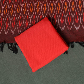 Pochampally Ikat Woven Cotton 3pc Unstitched Dress Material Suit Set 08