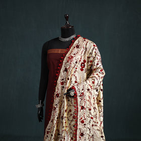 Ranihati Chapa Work Chanderi Silk Hand Embroidery Dupatta 42
