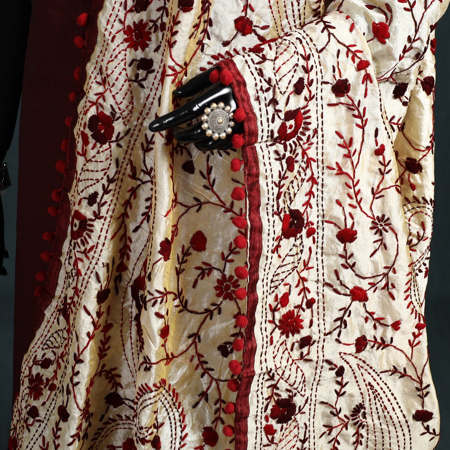 Ranihati Chapa Work Chanderi Silk Hand Embroidery Dupatta 42