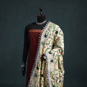 Ranihati Chapa Work Chanderi Silk Hand Embroidery Dupatta 43