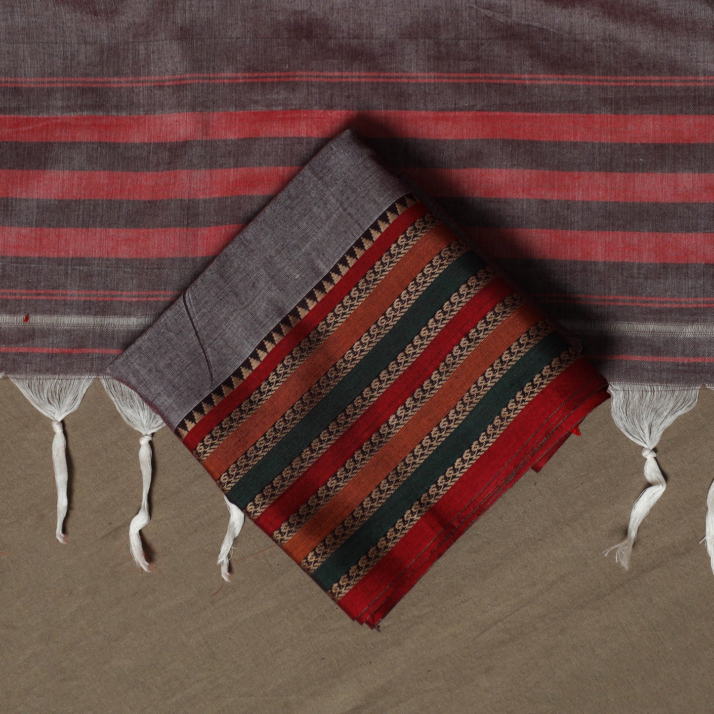 Dharwad Cotton 3pc Unstitched Dress Material Suit Set with Woven Border 68