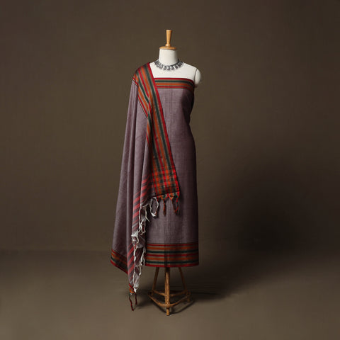 Dharwad Cotton 3pc Unstitched Dress Material Suit Set with Woven Border 68