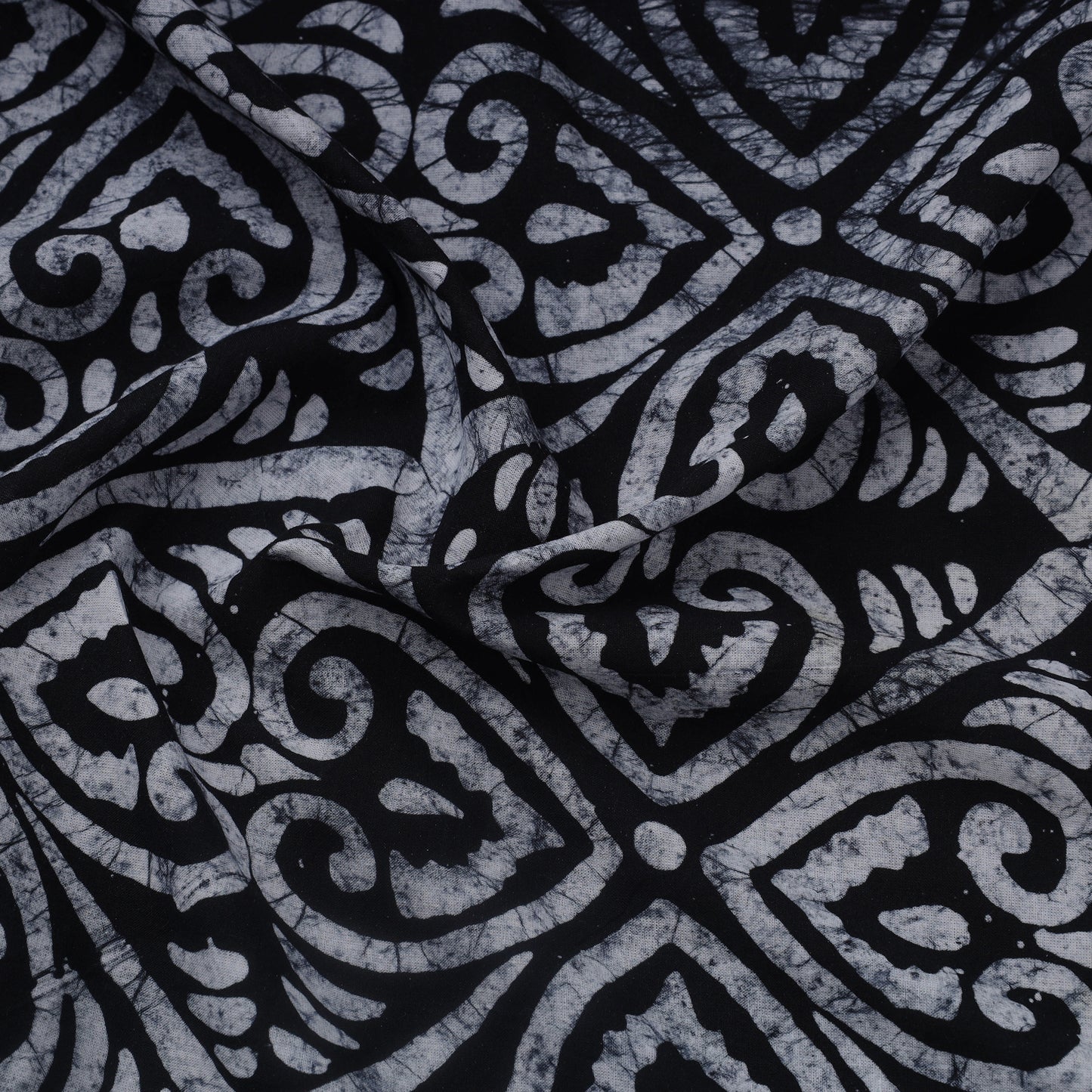 Black Hand Batik Print Cotton Fabric