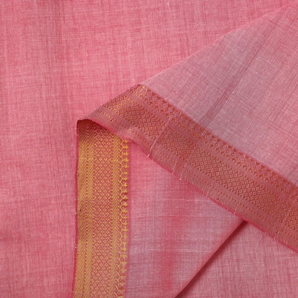 Pink - Mangalagiri Handloom Cotton Nizam Zari Border Fabric 26