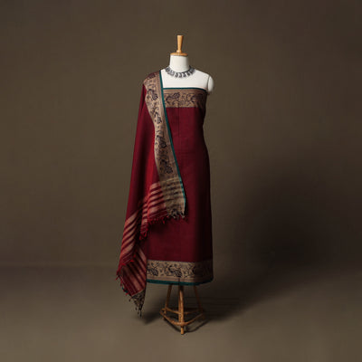 Dharwad Cotton 3pc Unstitched Dress Material Suit Set with Woven Border 67