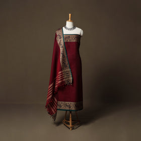 Dharwad Cotton 3pc Unstitched Dress Material Suit Set with Woven Border 67