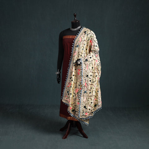 Ranihati Chapa Work Chanderi Silk Hand Embroidery Dupatta 44