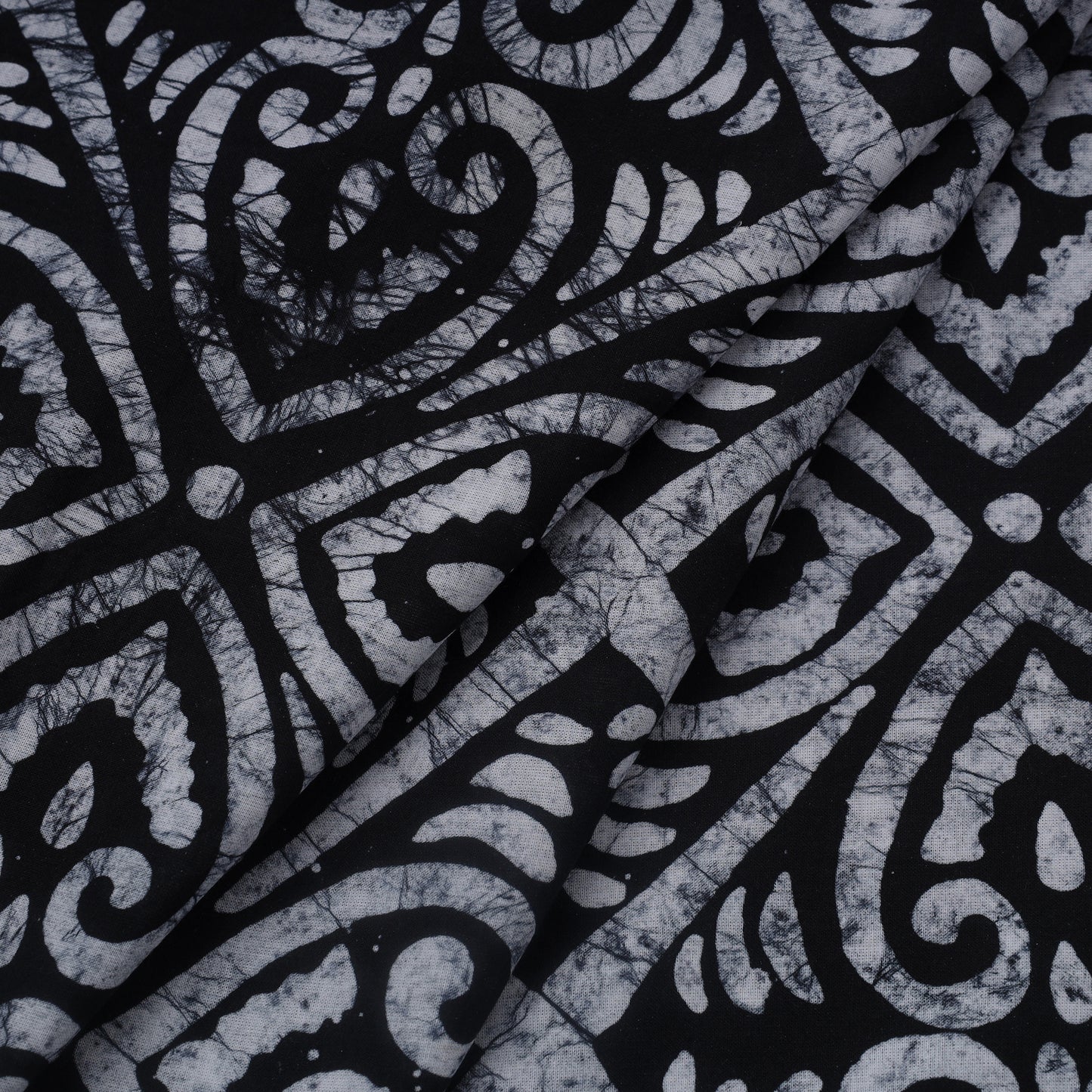 Black Hand Batik Print Cotton Fabric