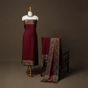 Dharwad Cotton 3pc Unstitched Dress Material Suit Set with Woven Border 67