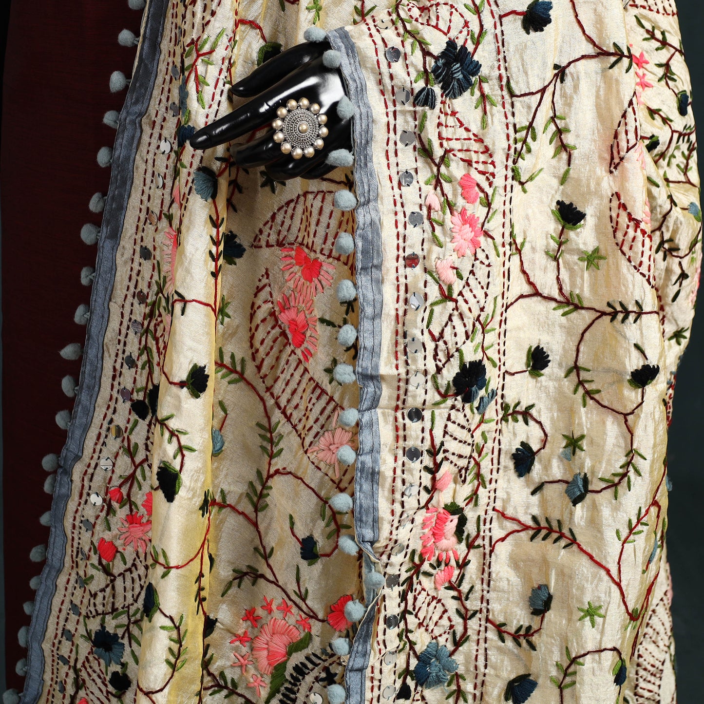 Ranihati Chapa Work Chanderi Silk Hand Embroidery Dupatta 44