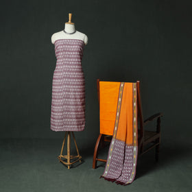 Pochampally Ikat Woven Cotton 3pc Unstitched Dress Material Suit Set 10