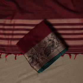 Dharwad Cotton 3pc Unstitched Dress Material Suit Set with Woven Border 67