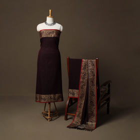 Dharwad Cotton 3pc Unstitched Dress Material Suit Set with Woven Border 66