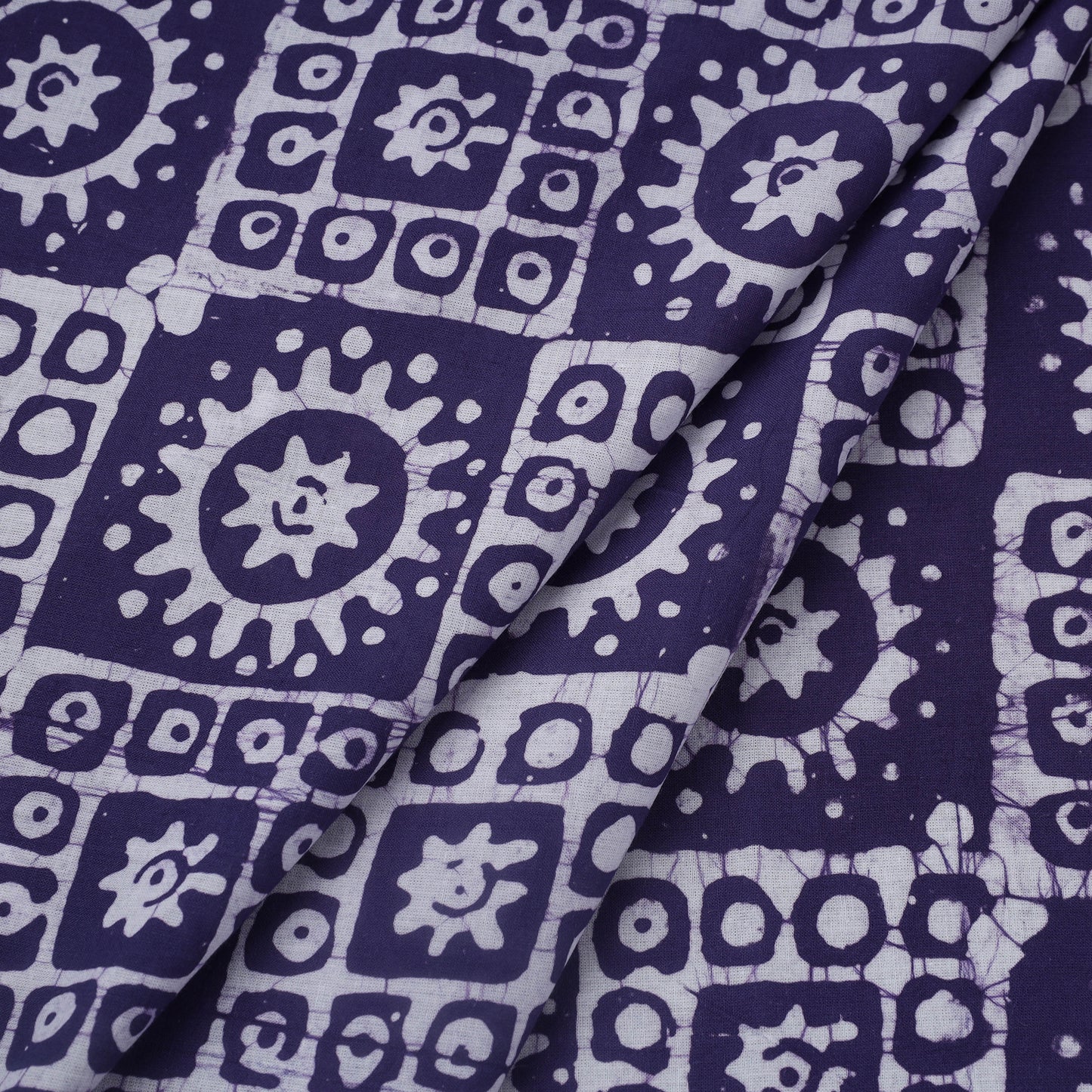 Purple Hand Batik Print Cotton Fabric