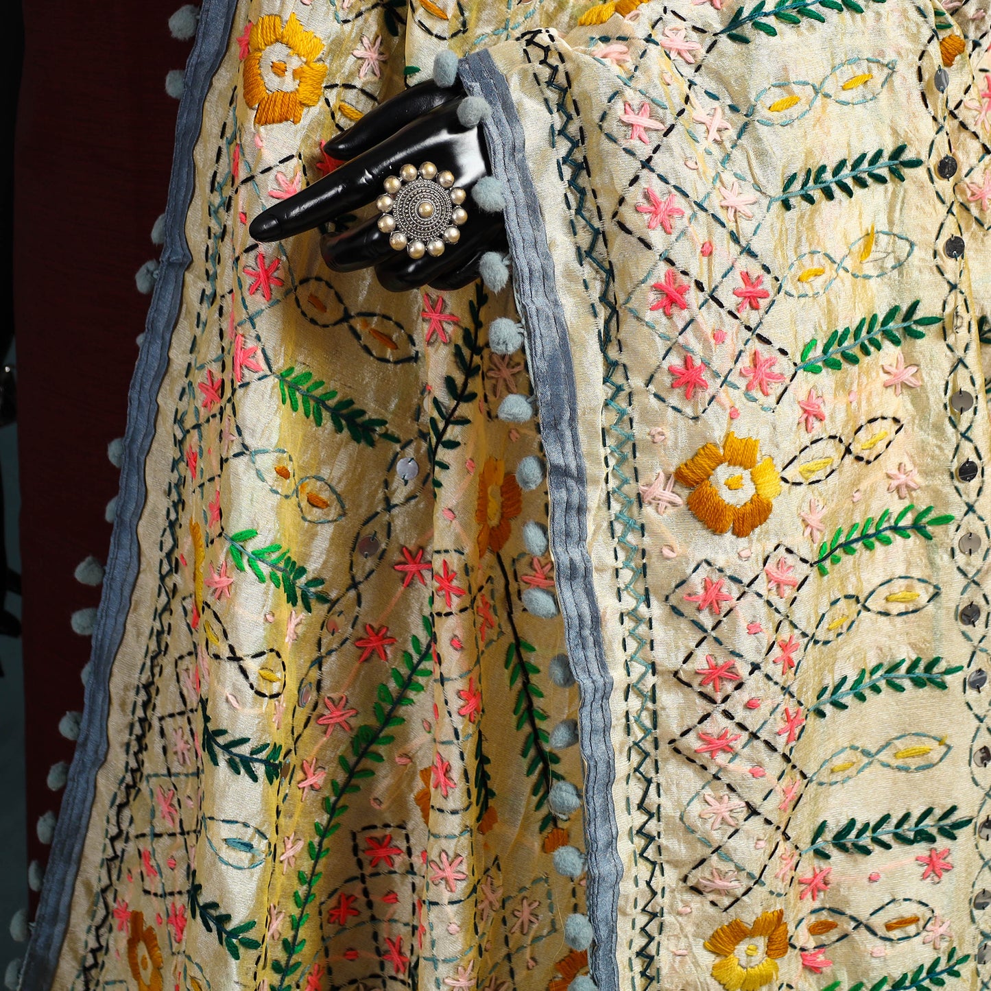 Ranihati Chapa Work Chanderi Silk Hand Embroidery Dupatta 45