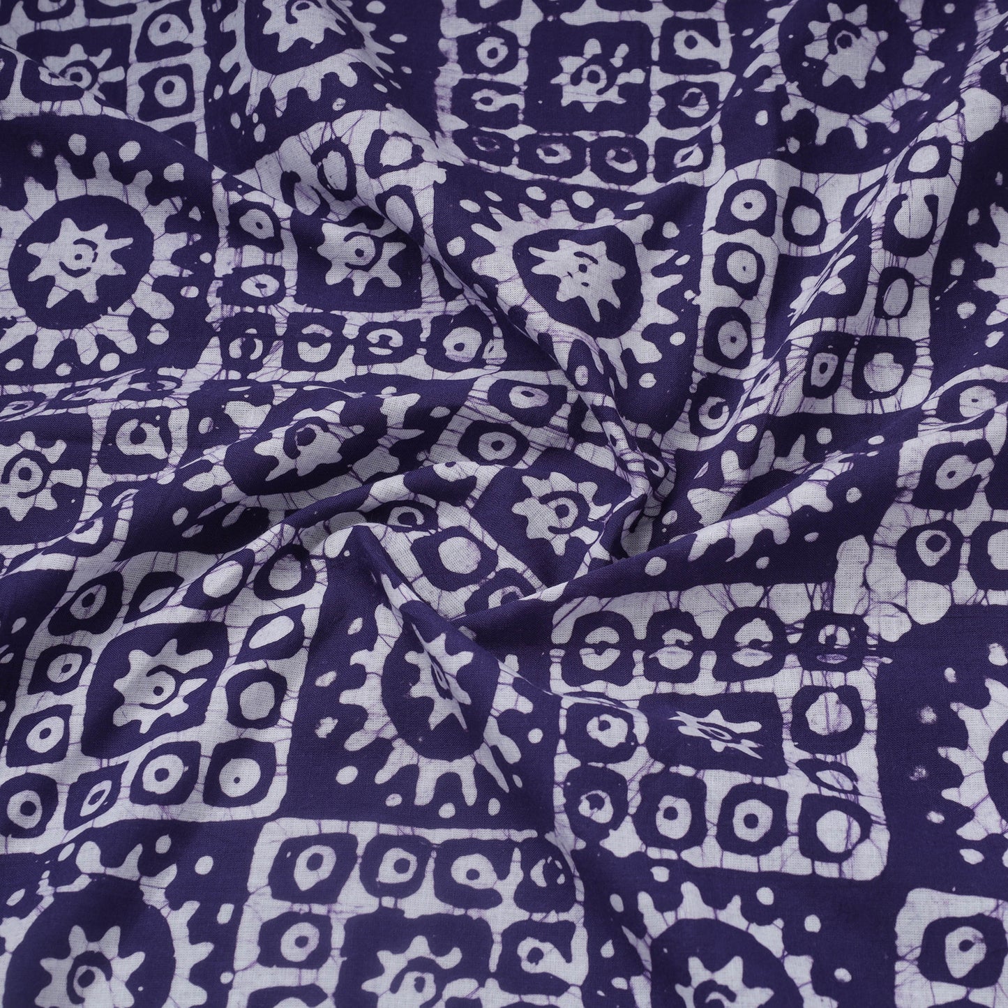 Purple Hand Batik Print Cotton Fabric