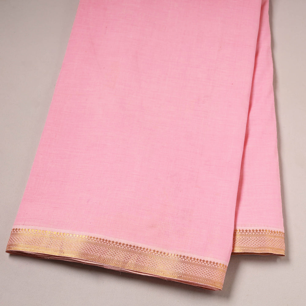 Pink - Mangalagiri Handloom Cotton Nizam Zari Border Fabric 32