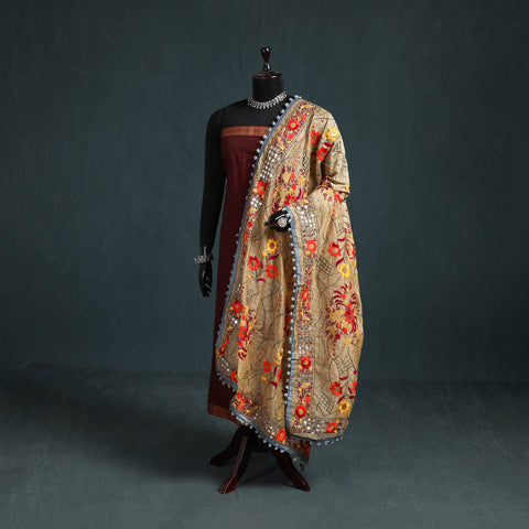 Ranihati Chapa Work Chanderi Silk Hand Embroidery Dupatta 46