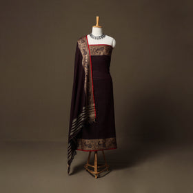 Dharwad Cotton 3pc Unstitched Dress Material Suit Set with Woven Border 66