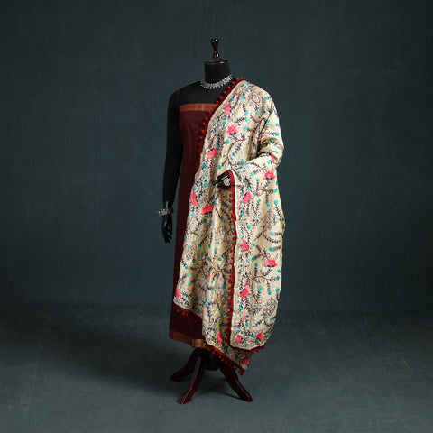 Ranihati Chapa Work Chanderi Silk Hand Embroidery Dupatta 47
