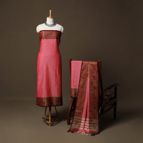 Dharwad Cotton 3pc Unstitched Dress Material Suit Set with Woven Border 65